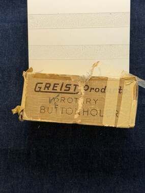 Vintage Greist Rotary Buttonholer Sewing Machine Attachment with Original Box